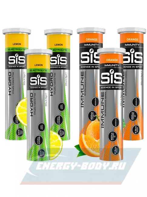  SCIENCE IN SPORT (SiS) GO Hydro Tablet 20s_3 6 x 20 таблеток, Лимон, Апельсин