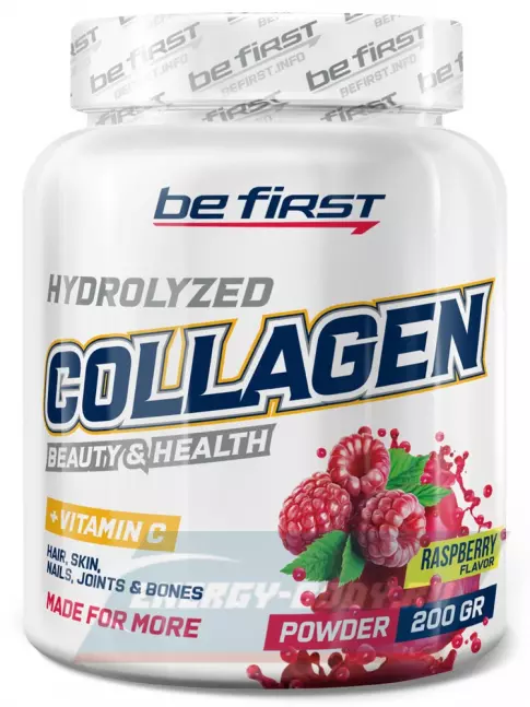 COLLAGEN Be First Collagen + vitamin C powder (коллаген с витамином С) 200 г, Малина