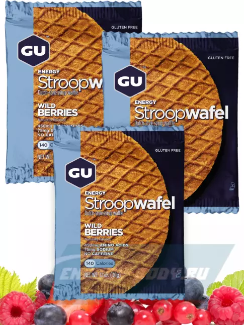 Батончик энергетический GU ENERGY GU ENERGY STROOPWAFEL no caffeine 3 x 32 г, Дикие ягоды