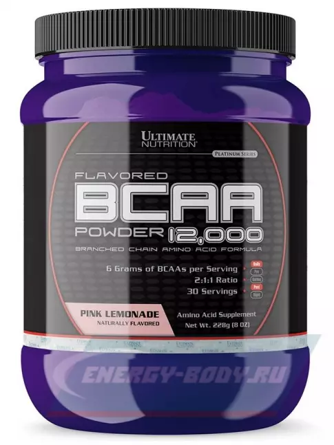 ВСАА Ultimate Nutrition BCAA 12000 Powder 228 г, Розовый лимонад