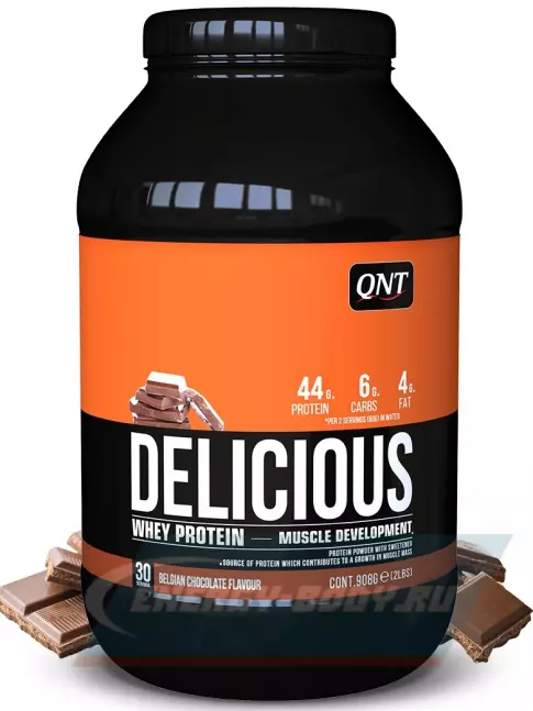  QNT DELICIOUS WHEY PROTEIN POWDER 908 г, Бельгийский шоколад