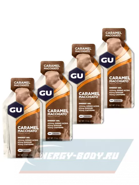 Энергетический гель GU ENERGY GU Original Energy Gel 40mg caffeine 4 x 32 г, Карамель-Макиато
