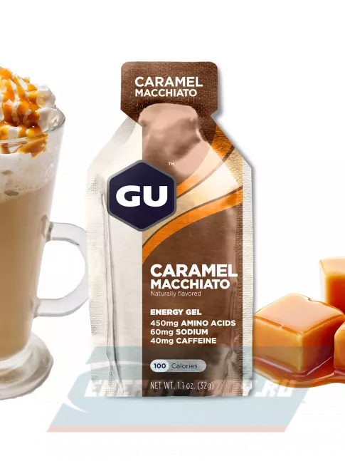 Энергетический гель GU ENERGY GU Original Energy Gel 40mg caffeine 4 x 32 г, Карамель-Макиато