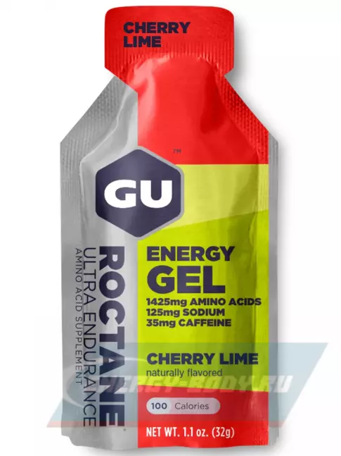Энергетический гель GU ENERGY GU ROCTANE Energy Gel 35mg caffeine 24 x 32 г, Вишня-Лайм