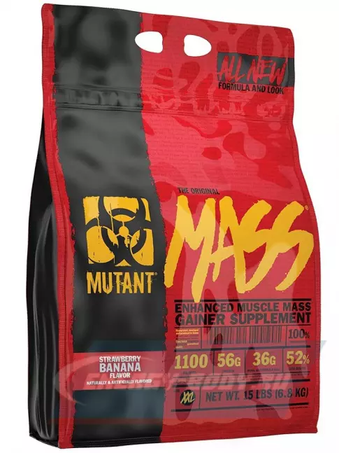 Гейнер Mutant Mass 6800 г + шейкер, Клубника-банан Гейнер Mutant Mass 6800 г + шейкер, Клубника-банан
