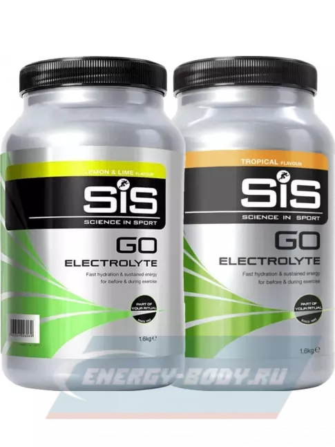  SCIENCE IN SPORT (SiS) GO Electrolyte Powder 2 x 1600 г, Лимон-Лайм, Тропические фрукты