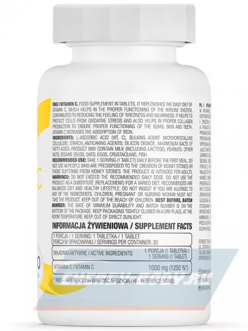  OstroVit Vitamin C 1000 mg 30 таблеток