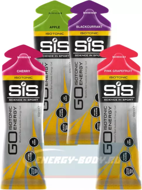 Энергетический гель SCIENCE IN SPORT (SiS) GO Isotonic Energy Gels 4 x 60 мл, Микс №13