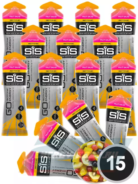 Энергетический гель SCIENCE IN SPORT (SiS) GO Isotonic Energy Gels 15 x 60 мл, Фруктовый салат