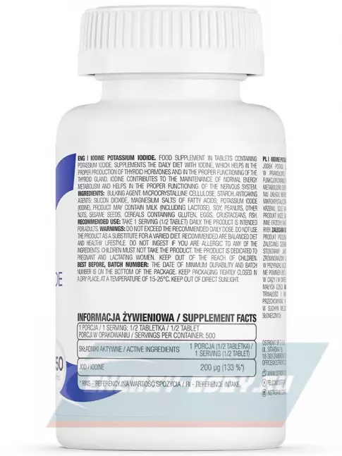 Минералы OstroVit IODINE Potassium Iodine 250 таблеток