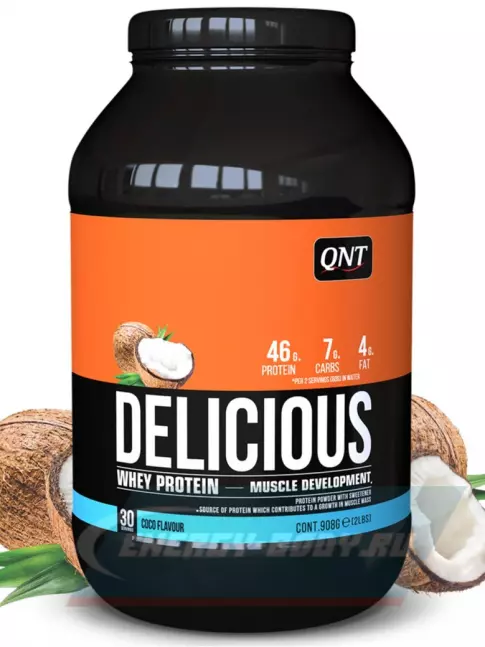  QNT DELICIOUS WHEY PROTEIN POWDER 908 г, Кокос