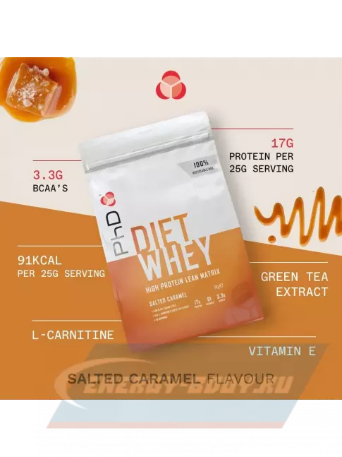  PhD Nutrition Diet Whey Protein 1000 г, Соленая карамель