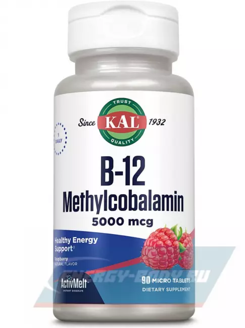  KAL B-12 Methylcobalamin 5000 mcg 90 таблеток, Малина