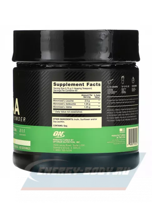 ВСАА Optimum Nutrition Instantized BCAA 5000 Powder 2:1:1 345 г, Нейтральный