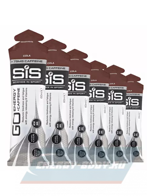 Энергетический гель SCIENCE IN SPORT (SiS) GO Energy 75mg caffeine 6 x 60 мл, Кола