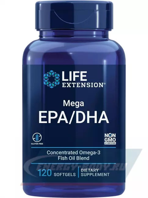 Omega 3 Life Extension Mega EPA/DHA Fish Oil 120 гелевых капсул