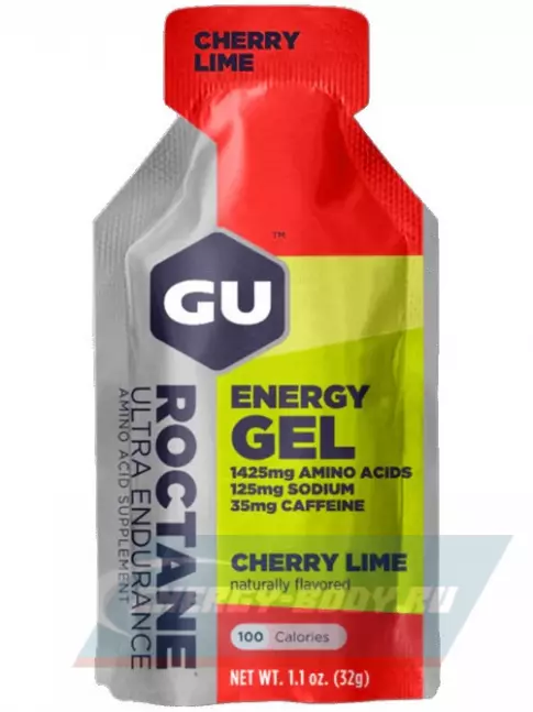Энергетический гель GU ENERGY GU ROCTANE Energy Gel 35mg caffeine 3 x 32 г, Вишня-Лайм