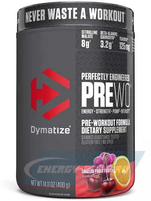 Предтерник Dymatize Pre W.O. 400 г, Фруктовый фьюжн