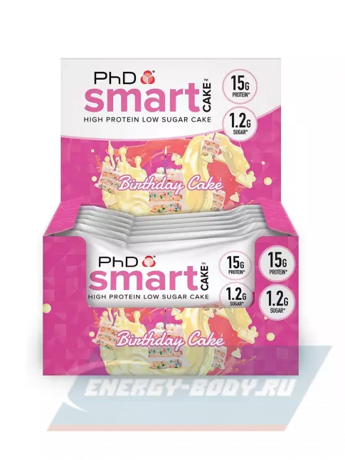 Батончик протеиновый PhD Nutrition Smart Cake печенье 12 х 60 г, Праздничный торт