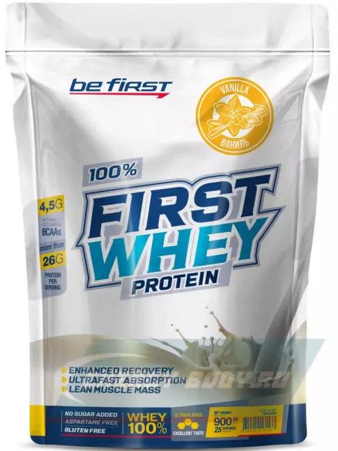  Be First First Whey protein (сывороточный протеин) 900 г + шейкер, Ваниль