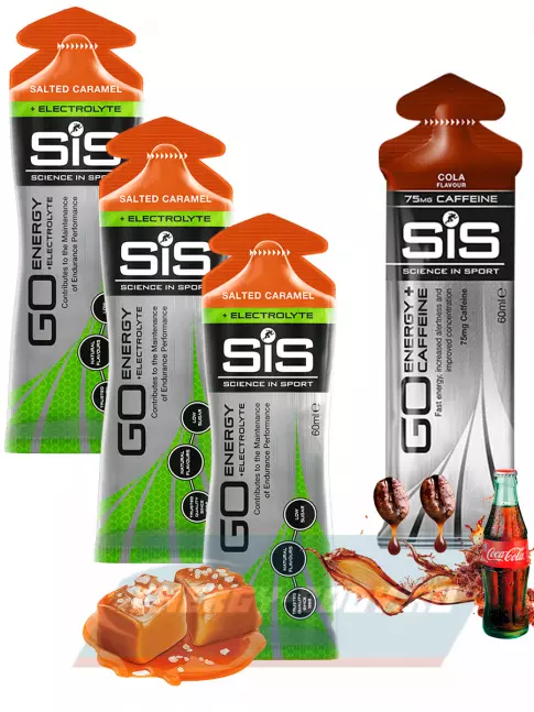 Энергетический гель SCIENCE IN SPORT (SiS) GO Energy MIX-31 4 x 60 мл, Соленая карамель, Кола
