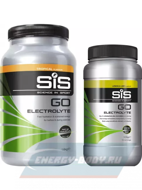  SCIENCE IN SPORT (SiS) GO Electrolyte Powder 1x500 г, 1x1600 г, Тропические фрукты, Лимон-лайм