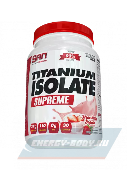  SAN Titanium Isolate Supreme 900 г, Клубника йогурт