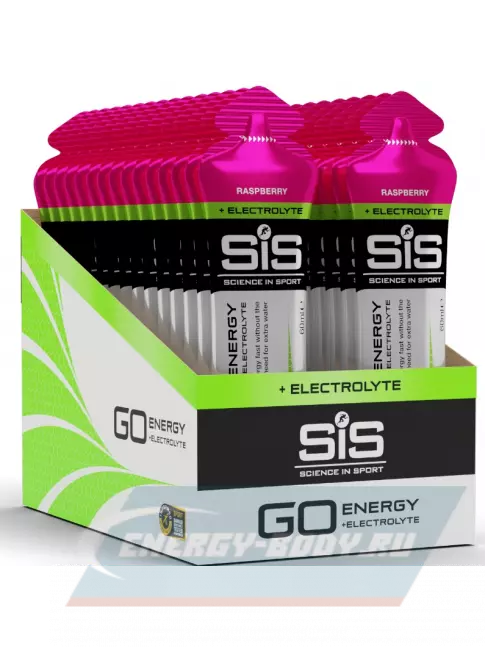 Энергетический гель SCIENCE IN SPORT (SiS) Go Energy + Electrolyte Gels 30 x 60 мл, Малина