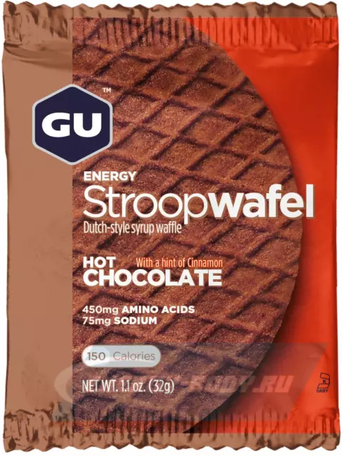 Батончик энергетический GU ENERGY GU ENERGY STROOPWAFEL no caffeine 16 x 32 г, Горячий шоколад
