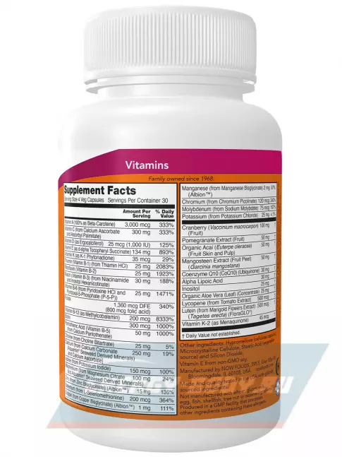  NOW FOODS EVE Womens Multiple Vitamin iron free 120 капсул