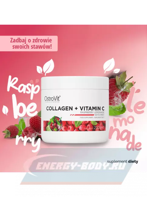 COLLAGEN OstroVit Collagen+Vitamin C 200 г, Малиновый лимонад с мятой