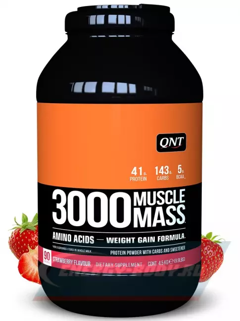 Гейнер QNT MUSCLE MASS 3000 4500 г, Клубника