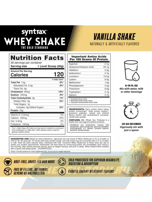  SYNTRAX Whey Shake 907 г, Ванильный коктейль