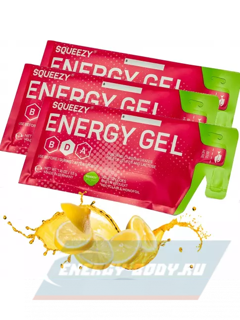 Энергетический гель SQUEEZY ENERGY GEL no caffeine 3 x 33 г, Лимон