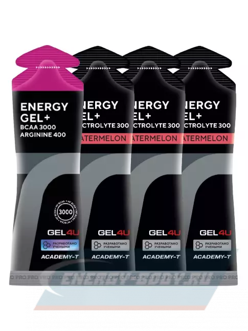 Энергетический гель GEL4U Energy Gel+electrolyte 300 4 х 60 г, Лесные ягоды, арбуз