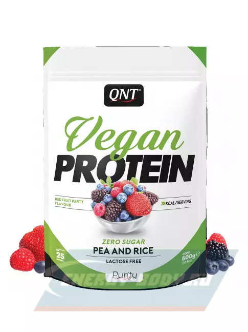  QNT Vegan Protein Zero Sugar 500 г, Красные ягоды