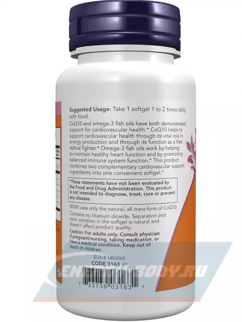  NOW FOODS CoQ10 60 mg + Omega-3 60 гелевые капсулы