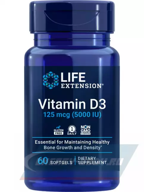  Life Extension Vitamin D3 125 mcg (5000 IU) 60 капсул