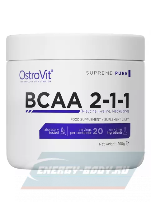 ВСАА OstroVit BCAA 2:1:1 Supreme Pure 200 г, Натуральный