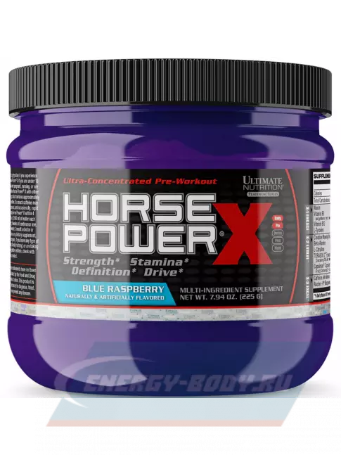 Предтерник Ultimate Nutrition HORSE POWER X 225 г, Голубая малина