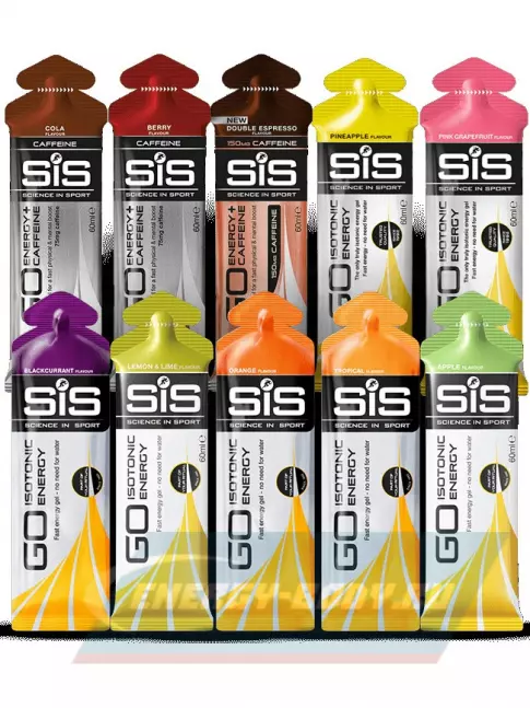 Энергетический гель SCIENCE IN SPORT (SiS) GO Energy 8 шт.+  caffeine 2 шт. 10 x 60 мл, Mix 10