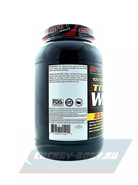 SAN 100% Pure Titanium Whey 909 г, Шоколадный крекер  SAN 100% Pure Titanium Whey 909 г, Шоколадный крекер