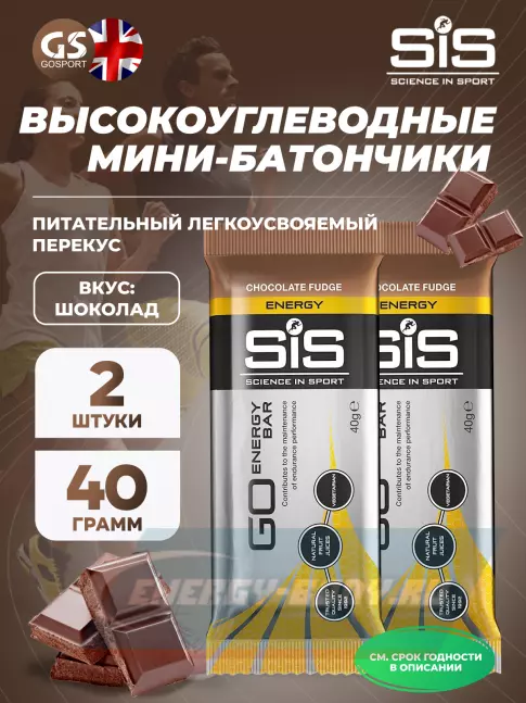 Батончик энергетический SCIENCE IN SPORT (SiS) GO Energy Bar 2 x 40 г, Шоколад