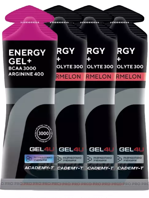 Энергетический гель GEL4U Energy Gel+electrolyte 300 4 х 60 г, Лесные ягоды, арбуз