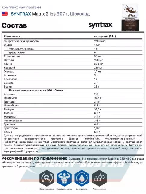  SYNTRAX Matrix 2 lbs 907 г, Шоколад