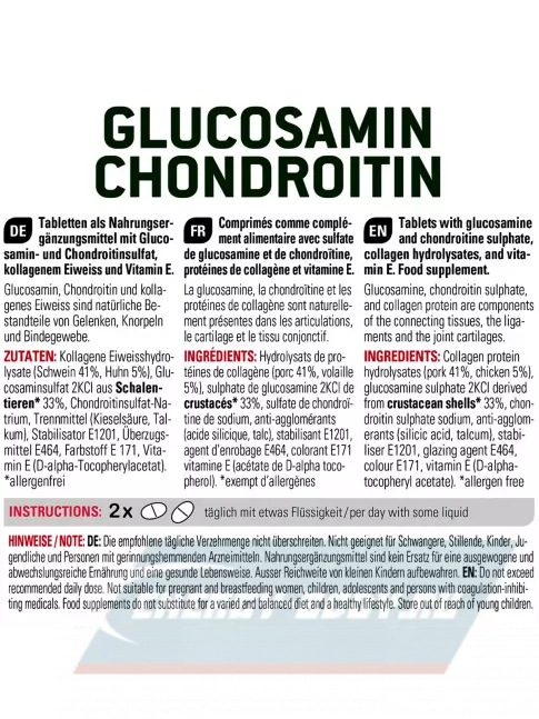 Суставы, связки SPONSER GLUCOSAMIN CHONDROITIN 180 таблеток