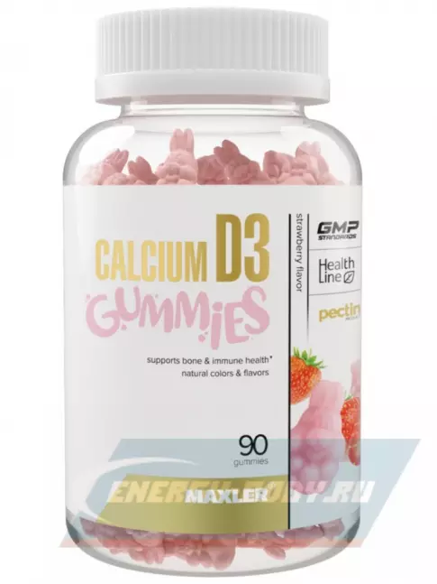  MAXLER Calcium D3 Gummies 90 мармеладных пастилок, Клубника