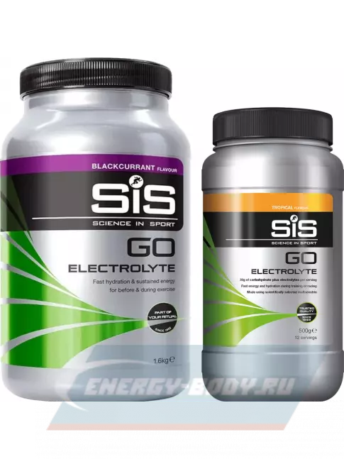  SCIENCE IN SPORT (SiS) GO Electrolyte Powder 1x500 г, 1x1600 г, Черная смородина, Тропические фрукты