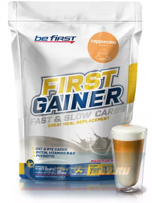 Гейнер Be First First Gainer 1000 г + Шейкер, Капучино Гейнер Be First First Gainer 1000 г + Шейкер, Капучино