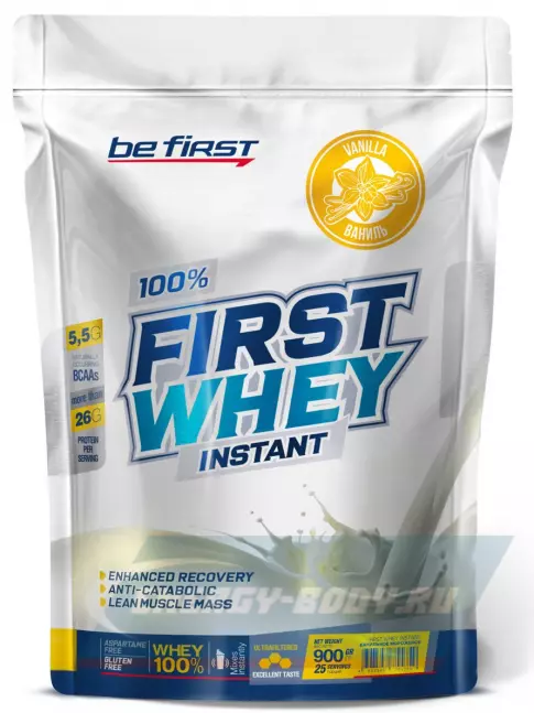  Be First First Whey protein (сывороточный протеин) 900 г + шейкер, Ваниль